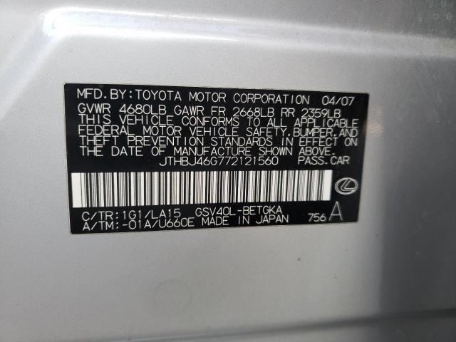 Photo 10 from auction – 2007 LEXUS ES 350 with VIN JTHBJ46G772121560