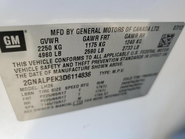 Photo 10 from auction – 2013 CHEVROLET EQUINOX LT with VIN 2GNALPEK3D6114836