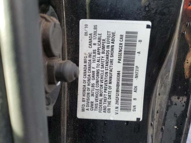Photo 10 from auction – 2011 HONDA CIVIC EXL with VIN 2HGFG1B94BH503084