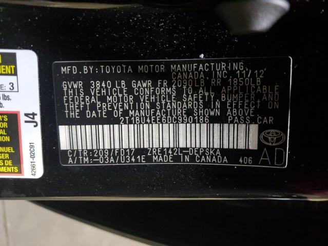 Photo 10 from auction – 2013 TOYOTA COROLLA BA with VIN 2T1BU4EE6DC990186