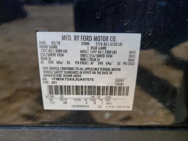 صورة رقم 10 من المزاد - 2018 FORD EXPLORER X مع VIN 1FM5K7D8XJGA97575