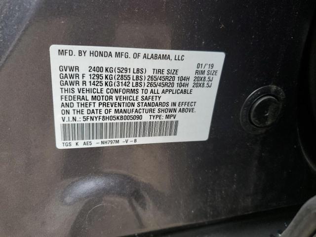 Photo 10 from auction – 2019 HONDA PASSPORT E with VIN 5FNYF8H05KB005090
