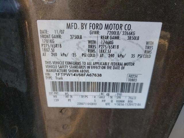 Photo 10 from auction – 2008 FORD F150 SUPER with VIN 1FTPW14V68FA67638