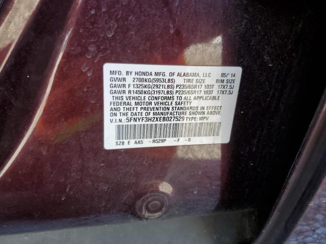 Photo 10 from auction – 2014 HONDA PILOT LX with VIN 5FNYF3H2XEB027529