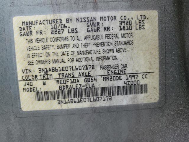 Photo 10 from auction – 2007 NISSAN SENTRA 2.0 with VIN 3N1AB61E07L607172