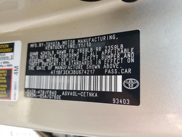 Zdjęcie 10 z aukcji – 2011 TOYOTA CAMRY BASE z VIN 4T1BF3EK3BU674217