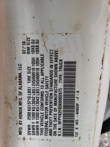 Photo 10 from auction – 2019 HONDA RIDGELINE with VIN 5FPYK2F65KB002875