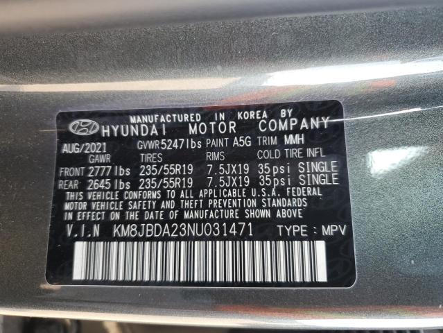 Photo 10 from auction – 2022 HYUNDAI TUCSON SEL with VIN KM8JBDA23NU031471