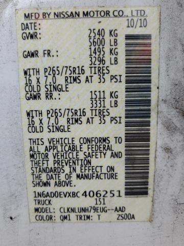 Photo 10 from auction – 2011 NISSAN FRONTIER S with VIN 1N6AD0EVXBC406251
