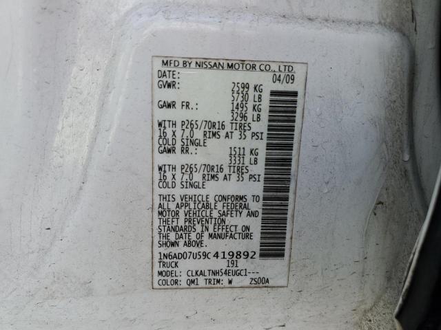 Photo 10 from auction – 2009 NISSAN FRONTIER C with VIN 1N6AD07U59C419892
