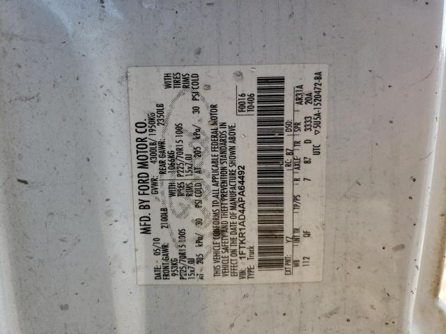 Photo 10 from auction – 2010 FORD RANGER with VIN 1FTKR1AD4APA64492