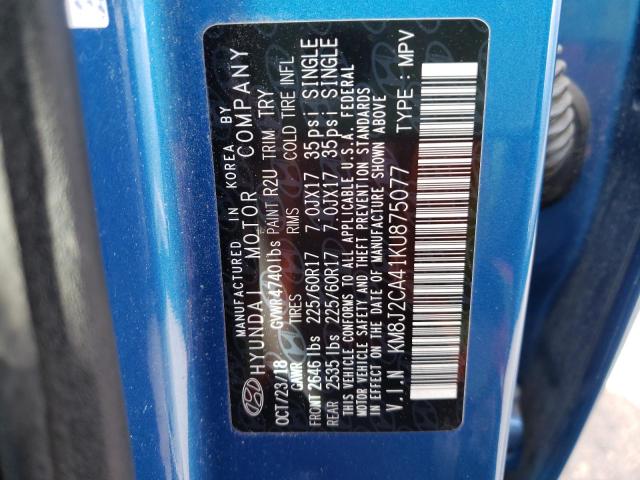 Photo 10 from auction – 2019 HYUNDAI TUCSON SE with VIN KM8J2CA41KU875077