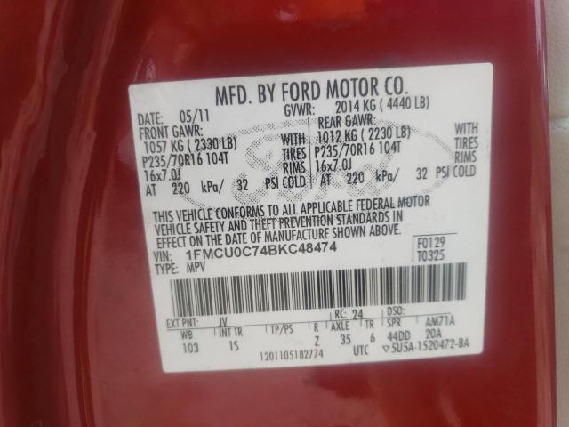 Photo 10 from auction – 2011 FORD ESCAPE XLS with VIN 1FMCU0C74BKC48474