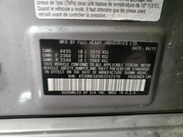Photo 10 from auction – 2011 SUBARU LEGACY 2.5 with VIN 4S3BMCG6XB3252316