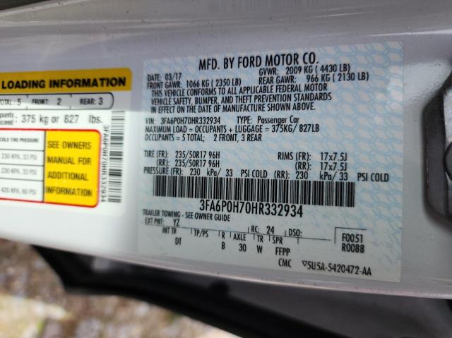 Photo 10 from auction – 2017 FORD FUSION SE with VIN 3FA6P0H70HR332934