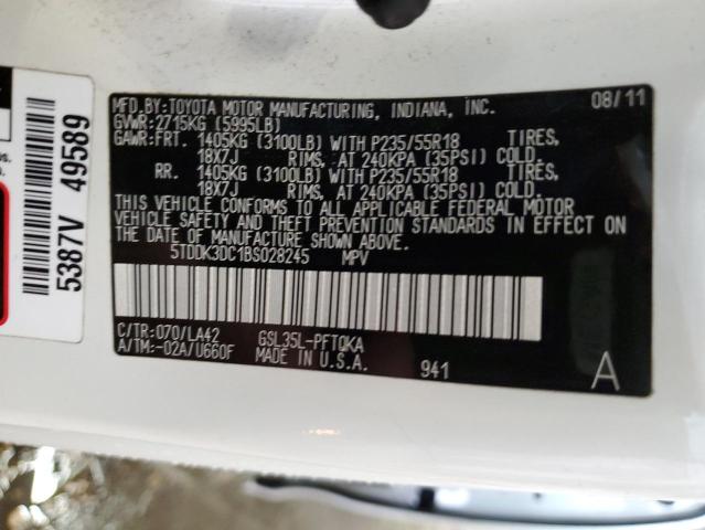Photo 10 from auction – 2011 TOYOTA SIENNA XLE with VIN 5TDDK3DC1BS028245