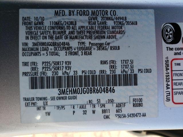 Photo 10 from auction – 2011 MERCURY MILAN PREM with VIN 3MEHM0JG0BR604846