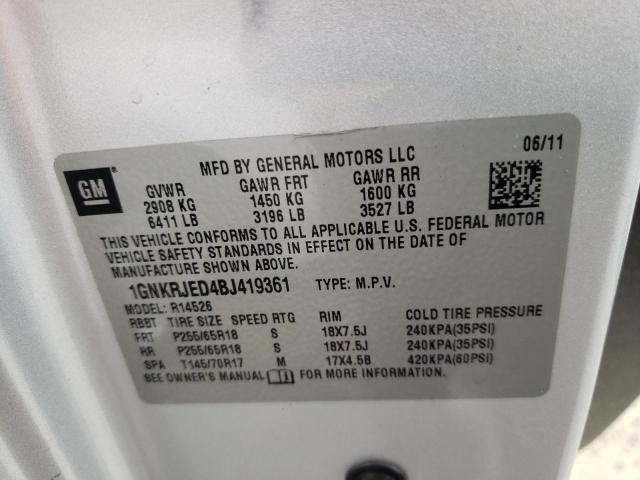 Photo 10 from auction – 2011 CHEVROLET TRAVERSE L with VIN 1GNKRJED4BJ419361