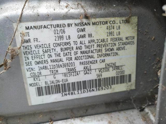 Photo 10 from auction – 2006 NISSAN ALTIMA SE with VIN 1N4BL11D36N369203