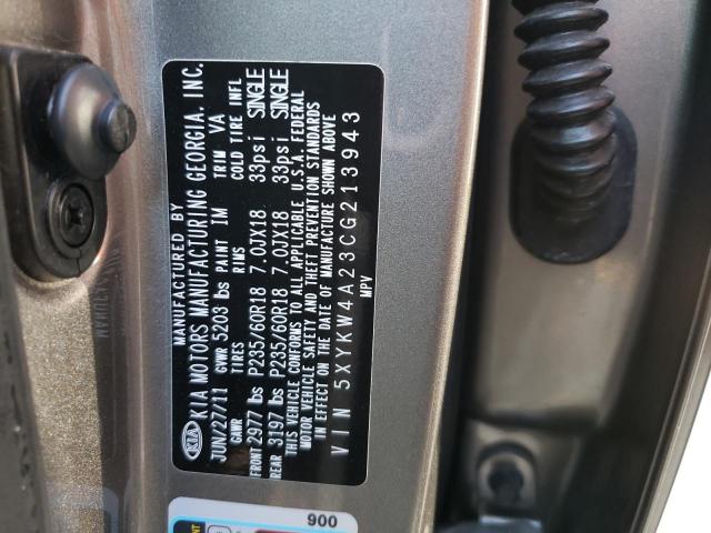 Photo 10 from auction – 2012 KIA SORENTO SX with VIN 5XYKW4A23CG213943