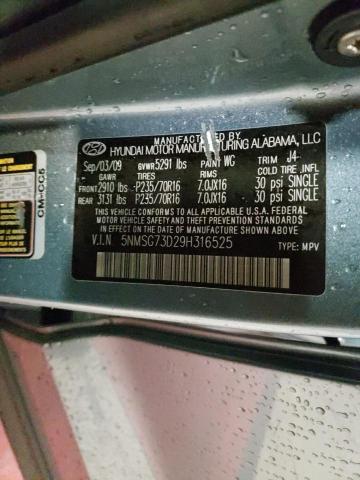 Photo 10 from auction – 2009 HYUNDAI SANTA FE G with VIN 5NMSG73D29H316525