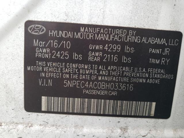 Photo 10 from auction – 2011 HYUNDAI SONATA SE with VIN 5NPEC4AC0BH033616