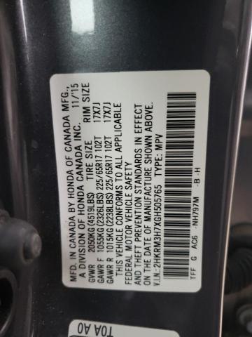 Photo 10 from auction – 2016 HONDA CR-V EXL with VIN 2HKRM3H7XGH505765