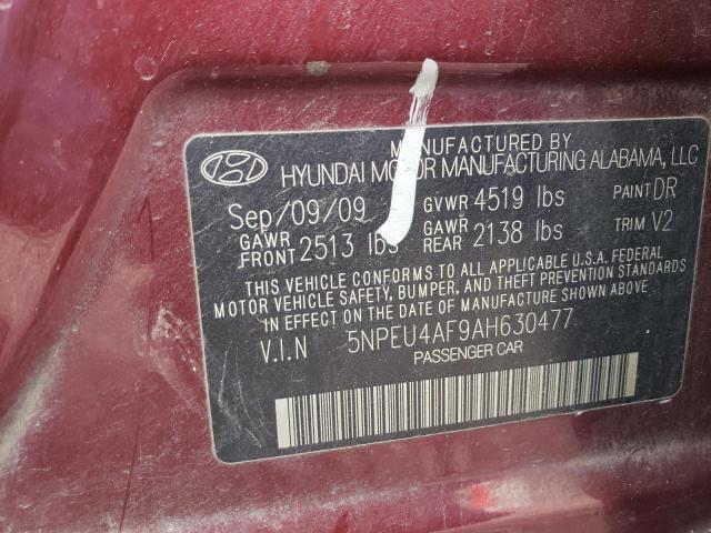 Photo 10 from auction – 2010 HYUNDAI SONATA SE with VIN 5NPEU4AF9AH630477