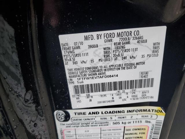 Photo 10 from auction – 2010 FORD F150 SUPER with VIN 1FTFW1EV7AFD08414