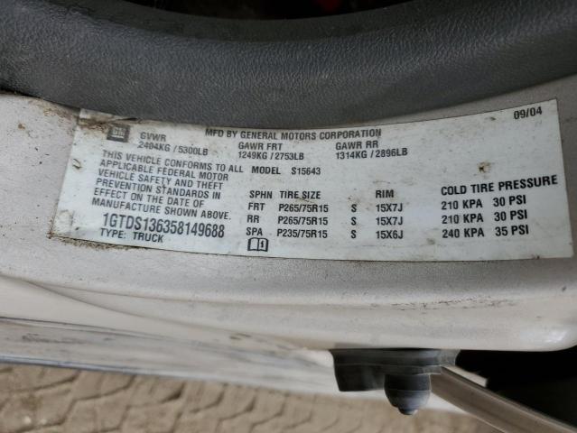 Photo 10 from auction – 2005 GMC CANYON with VIN 1GTDS136358149688