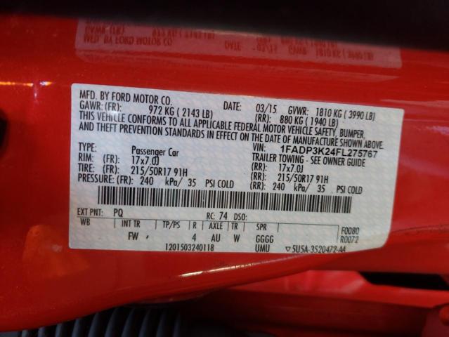 Photo 10 from auction – 2015 FORD FOCUS SE with VIN 1FADP3K24FL275767