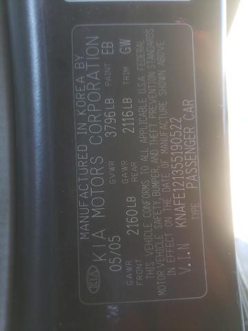 Photo 10 from auction – 2005 KIA SPECTRA LX with VIN KNAFE121355190522