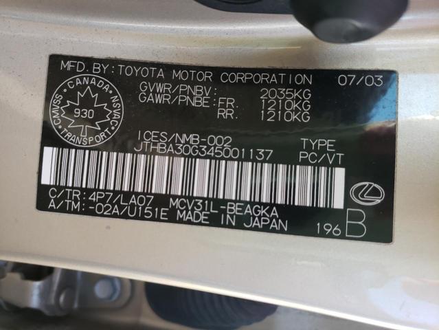 Photo 10 from auction – 2004 LEXUS ES 330 with VIN JTHBA30G345001137