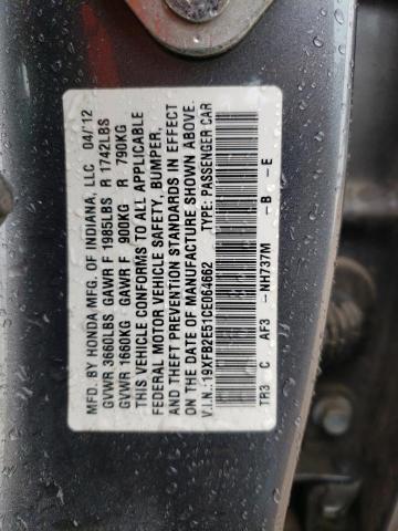 Photo 10 from auction – 2012 HONDA CIVIC LX with VIN 19XFB2E51CE064662