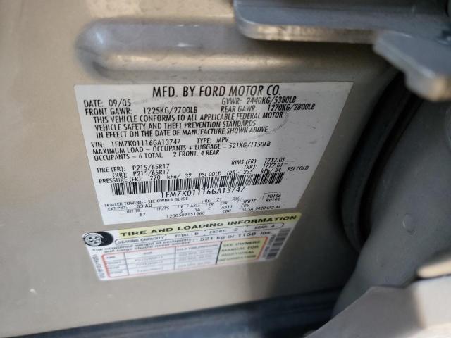 Photo 10 from auction – 2006 FORD FREESTYLE with VIN 1FMZK01116GA13747