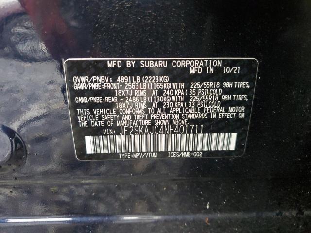 Photo 10 from auction – 2022 SUBARU FORESTER S with VIN JF2SKAJC4NH401711