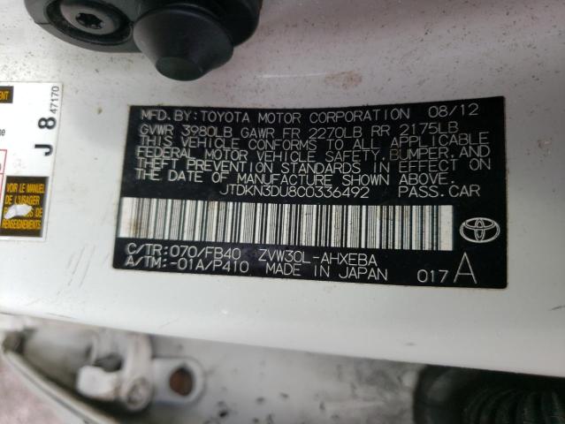 Photo 10 from auction – 2012 TOYOTA PRIUS with VIN JTDKN3DU8C0336492