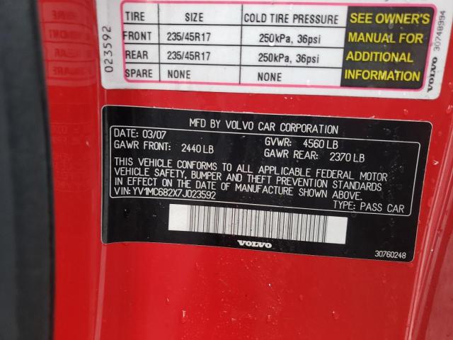 Photo 10 from auction – 2007 VOLVO C70 T5 with VIN YV1MC682X7J023592