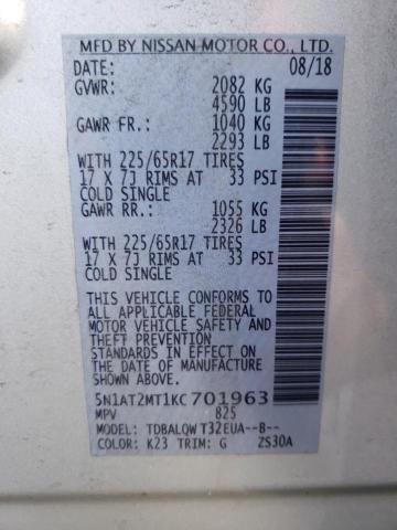 Photo 10 from auction – 2019 NISSAN ROGUE S with VIN 5N1AT2MT1KC701963