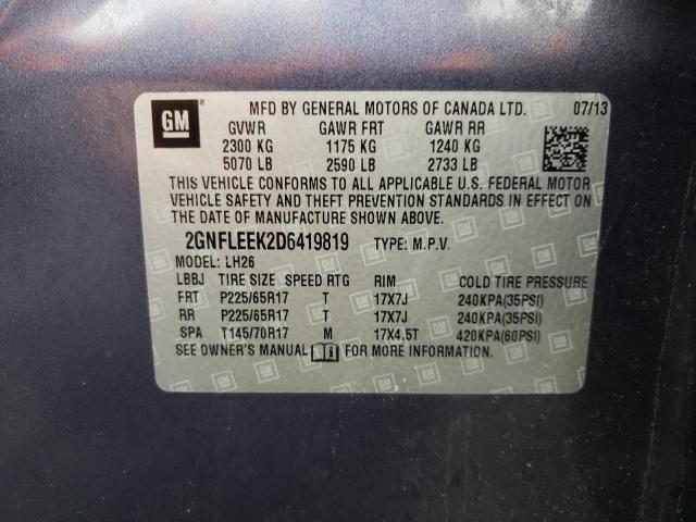 Photo 10 from auction – 2013 CHEVROLET EQUINOX LT with VIN 2GNFLEEK2D6419819