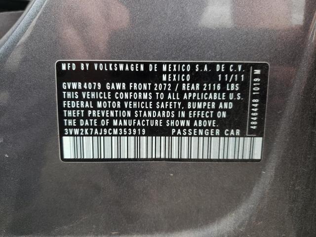 Photo 10 from auction – 2012 VOLKSWAGEN JETTA BASE with VIN 3VW2K7AJ9CM353919