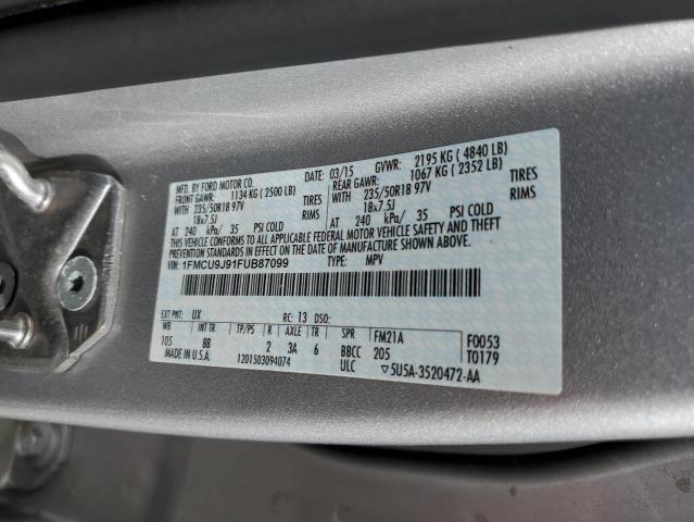 Photo 10 from auction – 2015 FORD ESCAPE TIT with VIN 1FMCU9J91FUB87099