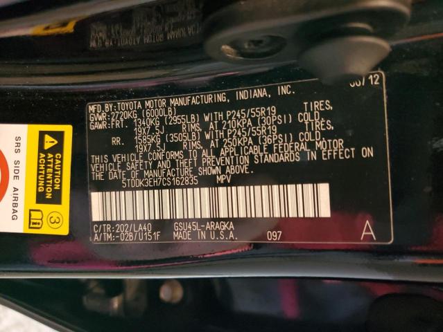 Photo 10 from auction – 2012 TOYOTA HIGHLANDER with VIN 5TDDK3EH7CS162835