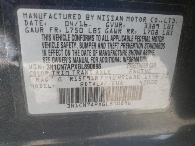 Photo 10 from auction – 2016 NISSAN VERSA S with VIN 3N1CN7APXGL890896