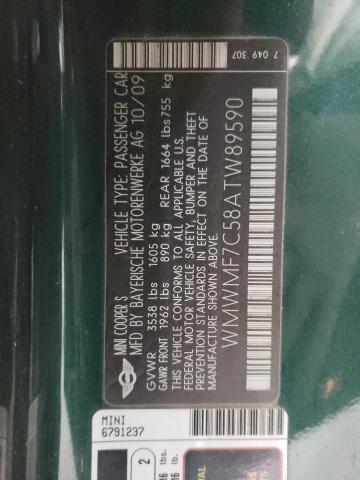 Photo 10 from auction – 2010 MINI COOPER S with VIN WMWMF7C58ATW89590
