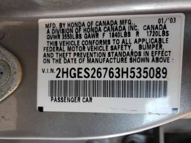 Photo 10 from auction – 2003 HONDA CIVIC EX with VIN 2HGES26763H535089