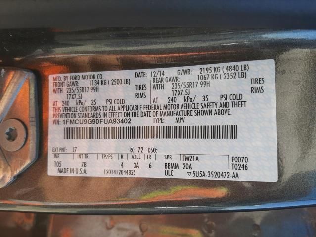 Photo 10 from auction – 2015 FORD ESCAPE SE with VIN 1FMCU9G90FUA93402