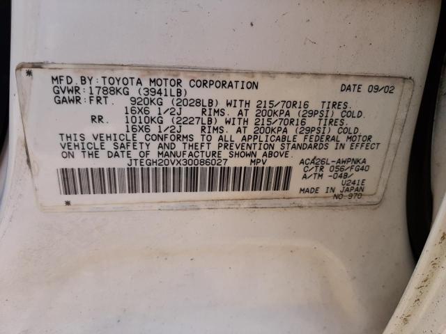 Zdjęcie 10 z aukcji – 2003 TOYOTA RAV4 z VIN JTEGH20VX30086027