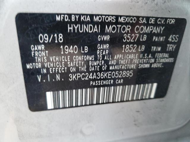 Photo 10 from auction – 2019 HYUNDAI ACCENT SE with VIN 3KPC24A36KE052895