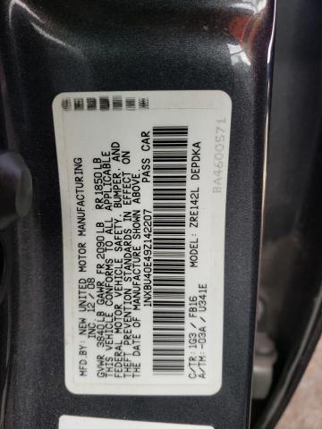 Photo 10 from auction – 2009 TOYOTA COROLLA BA with VIN 1NXBU40E49Z142207